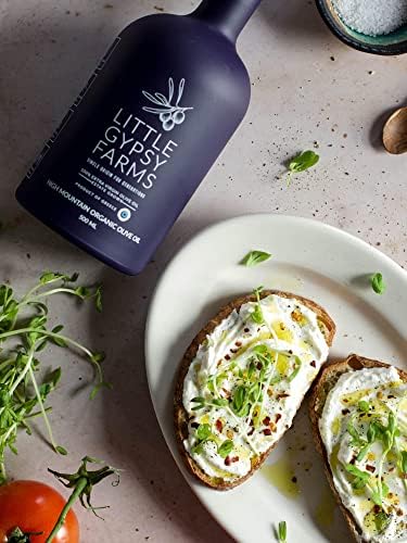 High Mountain Organic EVOO from Little Gypsy Farms | Extra Virgin Olive Oil from a Single Estate in Greece | First Cold-Pressed | High Polyphenols & Amino Acids | Non-GMO | 500ml