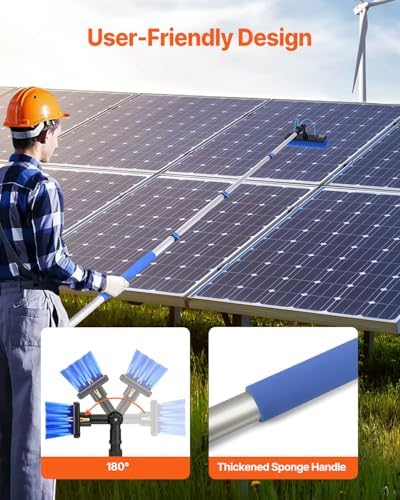 VEVOR Water Fed Pole Kit, 12FT Solar Panel Cleaning Pole with Extendable Handle, 180° Rotatable Brush Head & 65.6FT Hose, Household & Outdoor Window Cleaner Tool for Caravan Solar Panel Deck