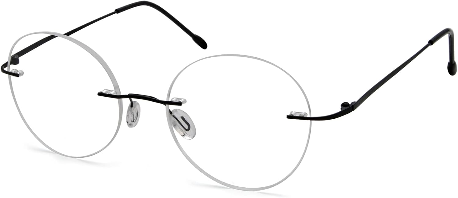 Eyekepper Frameless Reading Glasses Women - Round Rimless Readers Men (Black,3.50)