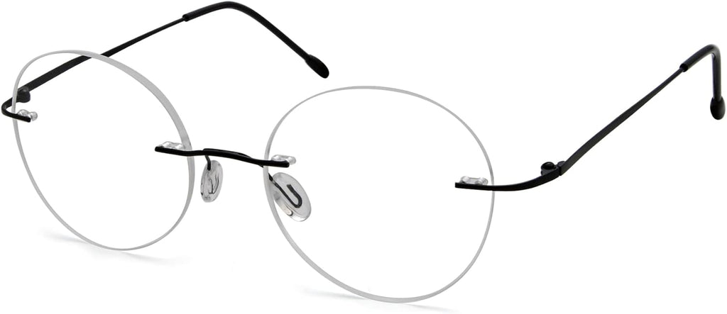 Eyekepper Frameless Reading Glasses Women - Round Rimless Readers Men Black +1.75