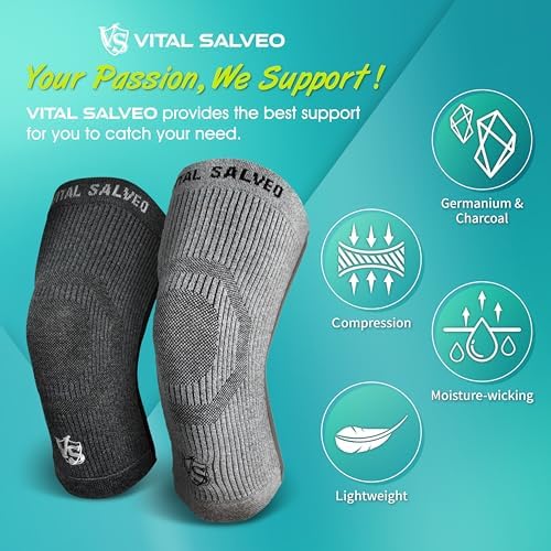 Vital Salveo S-Support 3D Bio-Dynamic Recovery Knee Sleeve – High-Impact Compression for Athletes, Stability & Training-Light Grey (1PC)/XL