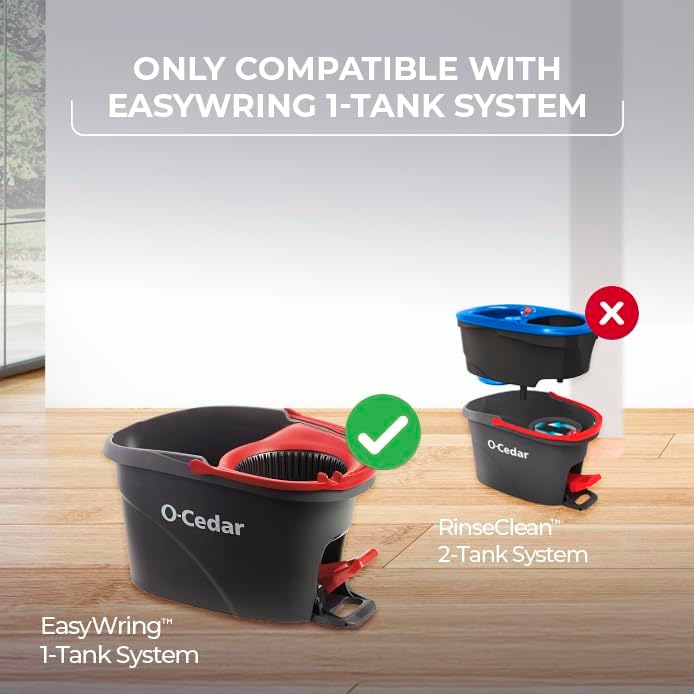 O-Cedar EasyWring Deep Clean Refill (4-Pack) | 40% More Cleaning Power | Microfiber Mop Refill Compatible with O-Cedar EasyWring Spin Mop & Bucket System