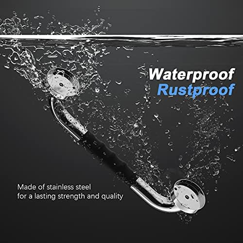12 Inch Anti-Slip Shower Grab Bars w/Rubber Grip - 1" Diameter, iMomwee Chrome SUS304 Stainless Steel Bathroom Grab Bar Handle, Safety Balance Handrail for Wall, Handicap Elderly Assist Bath Handle