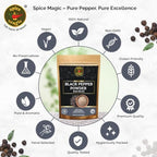 Spice Magic Black Pepper Powder – 3.5 oz (100 g) | 100% Pure & Natural Ground Black Pepper | Bold, Aromatic Flavor for Cooking, Seasoning & Spice Blends.