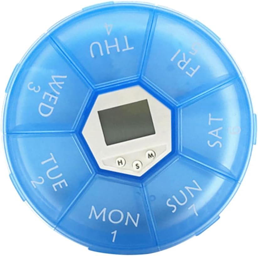 FOMIYES Portable 7-Compartment Alarm Clock Medication Reminder Box Electronic Pill Organizer for Daily Use for Patients and Vitamins