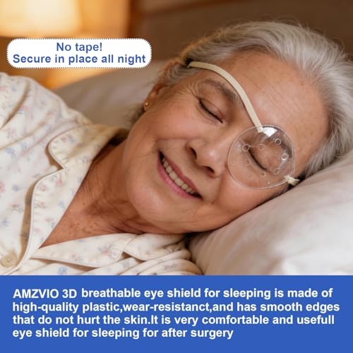 AMZVIO 2Pcs Eye Shield after Cataract Surgery,Clear Eye Protector with Adjustable Strap,Medical Eye Patch for Adults and Kids, Plastic Hard Protection Cover for Sleeping (Beige)