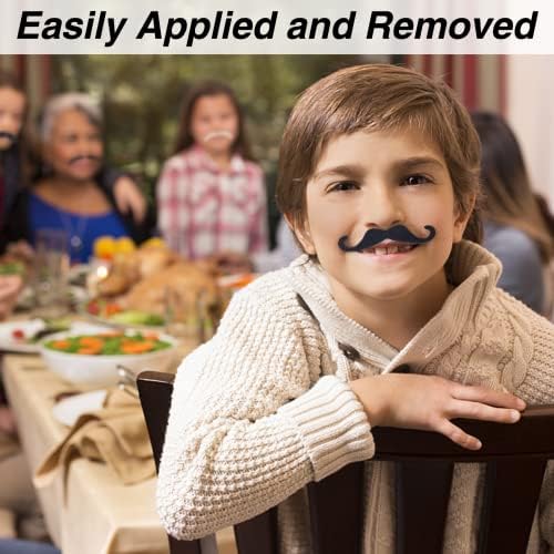 KICNIC 60 Pcs Fake Mustaches Self Adhesive (20 Designs) Novelty Hairy Beard Costume Facial Hair for Party Supplies Decorations, Suitable for All Ages