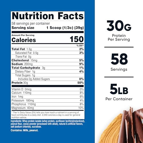 Nutricost Whey Protein Isolate (Chocolate Peanut Butter, 5 Pound) Protein Powder
