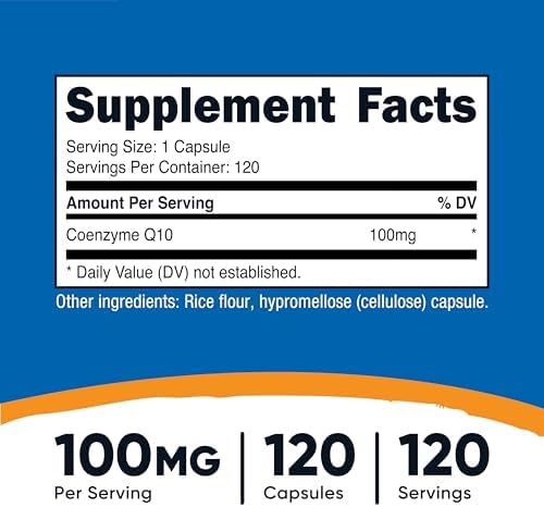 Nutricost CoQ10 100mg, 120 Vegetarian Capsules, 120 Servings - High Absorption, Vegetarian, Non-GMO, Coenzyme Q10
