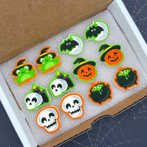 Halloween Sugar Shapes | Edible Pumpkins, Skulls, Bats, Moons | Cupcake Toppers | Halloween Cake Toppers | by Simply Sucré (12 Toppers)