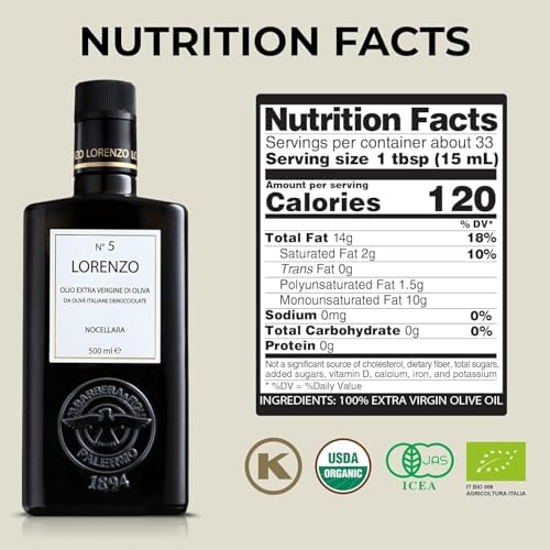 Barbera Lorenzo No. 5 Extra Virgin Olive Oil, 16.9 oz | Cold Extracted Sicilian EVOO | Fruity & Soft Nocellara del Belice Olive Flavor | Fresh Harvest Imported Olive Oil from Italy