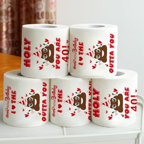 40th Birthday Gifts for Women Men, Happy Prank Toilet Paper, Novelty Gag Gifts 40th Birthday Decorations, Funny Toilet Tissues Bulk Toilet Rolls, Presents for Female Male 40th Birthday, 3 Layers