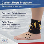 CRS Cross Ankle Gel Sleeves. One Pair of Premium Padded Skate Socks to Cushion and Protect Ankle, Foot and Leg for Figure Skating, Ice Hockey, Roller, Inline Skates. Riding or Ski Boots.