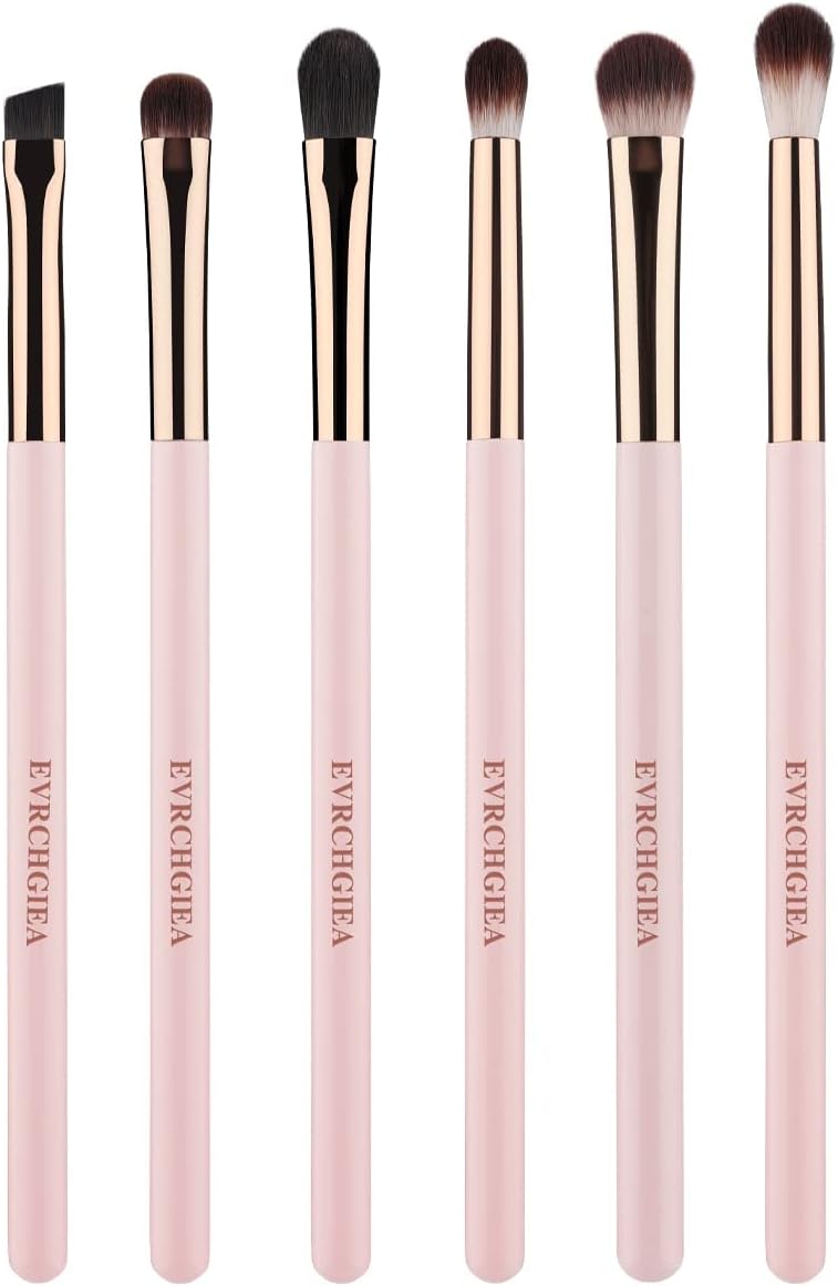 Eye Makeup Brush Set, 6 Pcs Professional Blending Eyeshadow Makeup Brushes for Concealer Eyebrows Eyeliner, Soft Hairs & Wood Handle