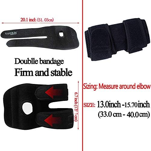 Elbow Support,Adjustable Tennis Elbow Support Brace, Great For Sprained Elbows, Tendonitis, Arthritis,basketball，Baseball,Golfer's Elbow Provides Support & Ease Pains XL (Black Longer)