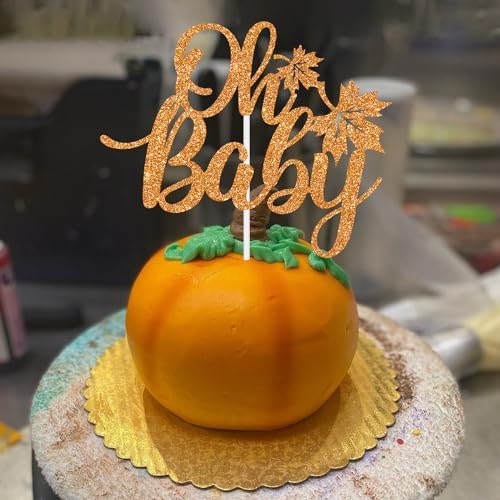 Thanksgiving Oh Baby Cake Topper, Fall Themed Welcome Baby Boy Girl Cake Decor, a Little Pumpkin is on the Way, Glittery Baby Shower Party Decorations Supplies