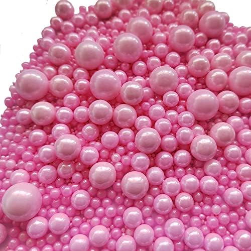 Homankit Edible Pink Pearl Sugar Sprinkles Candy Mixing Size Baking Cake Decorations Cupcake Toppers Cookie Decorating Wedding Party Valentine's Halloween Christmas Supplies 120g/ 4.23oz