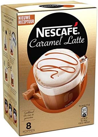 Nescafe | Instant Coffee | Latte Caramel | 8 Sticks Per Pack 136gr/4.80oz