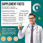 Nature's Nectar Migraine Prevention Feverfew Capsules – PA Free Butterbur Root, Riboflavin 400 mg, Magnesium & Feverfew – Natural Migraine Supplement – 60 Capsules