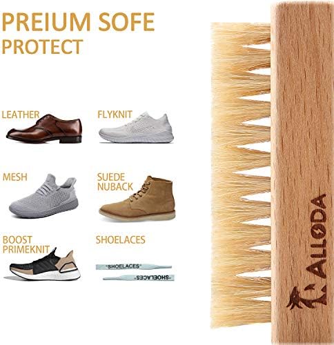 Shoe Cleaning Brush/Scrub Brush by Alloda - [Upgrade] Protect Double Sided Soft & Hard Sneaker Cleaner Brush by 100% Boar & Nylon Bristle