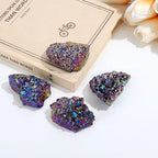 ZHIYUXI Rainbow Crystal Titanium Coated Crystal Cluster Crystal Geode Decor Rainbow Rock Natural Raw Crystal Energy Balance Reiki Wicca Home Decor 1Pc 50-70g