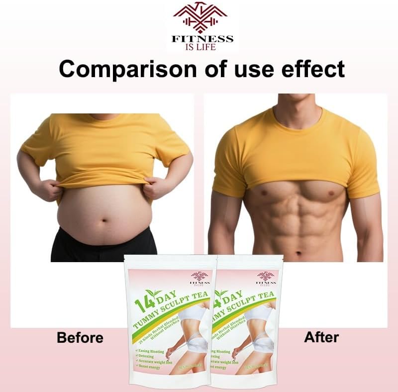 14-Day Flat belly Tea, Natural Weight Loss and Detox Blend, 30 Herbal Tea Bags,Fat burner,Belly Fats Burner,Reduce Bloating,Digestive Health,Slim Stomach