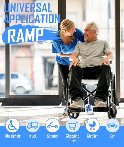 2'' Rise Rubber Threshold Ramp - 2204 LBS Capacity, Non-Slip, Cuttable & Adjustable - Handicap Ramp for Wheelchair Scooter Stroller - Driveway Curb Ramps for Doorways 2" Rise (39.3"x4.7")