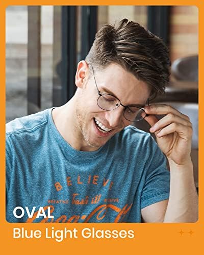 Cyxus Blue Light Glasses for Men and Women, Round Metal Frame Computer Eyeglasses for Office, Gaming, Reading 8090