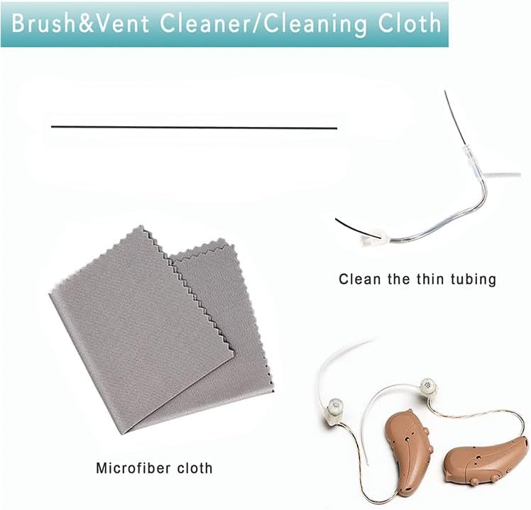 Hearing Aid Hard Case Pocket Size with Cleaning Cloth Brush Tools for Sound Amplifier(Black)