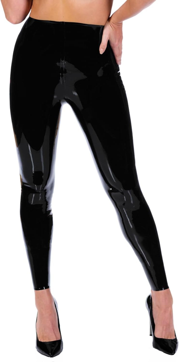 Latex Rubber Leggings Handmade for Women,Latex Pants High Waist Tummy Control Rave Party Club Clothing