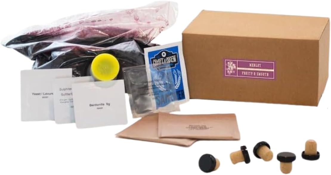 Craft A Brew - Merlot Wine Recipe Kit - 1 Gallon - Ingredients for Home Brewing Wine - Wine Making Ingredients and Supplies