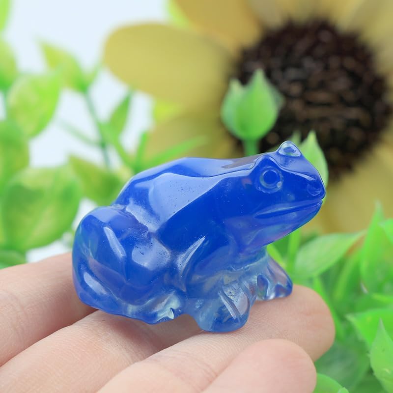1Pcs Crystal Carved Frog Blue Opal Crystal Gift Crystal Figurine Pocket Decoration Moonlight Guardian Stone Ornament