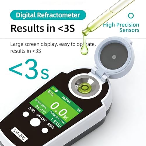 LCD Digital Brix Refractometer Detector, Fruit Sugar Concentration Meter Tester, Range 0-35%/0-55%/0-95%, ATC 10-40℃, Precision ±0.2%, for Fruits/Drinks/Candy