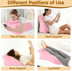 MYFAMIREA Memory Foam Ergonomic Wedge Pillow for Adults, Prone Pillow for Bed Sleeping, Reading, Memory Foam Ergonomic Cushion for Back Support, Sitting Up and Back Pain, with Removable Cover (Pink)