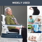Bedside Commode for Seniors, Portable Anti-Slip Bedside Commode with Armrest Seat Height Adjustable, Rugged Construction Adult Potty Chair for Seniors Load 882Lbs Blue