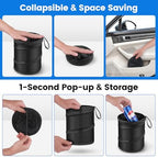 2 Pack Mini Trash Can for Car, Leakproof Pop-Up Car Trash Can with Hanging Loop, Washable Small Garbage Can Hanging Automotive Garbage Cans Trash Bin for Truck Auto SUV Vehicle RV Camping, 1 Gallon