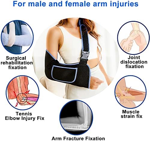 VISKONDA Arm Sling Shoulder Immobilizer - Rotator Cuff Support Brace - Comfortable Medical Sling for Shoulder Injury,Left and Right Arm,Men and Women,for Broken,Dislocated,Fracture,Strain (Medium)
