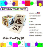Printed TP Holy You're 49 Birthday Toilet Paper Gift - 49th Bday Party Funny Gift Joke Toilet Paper Prank, Novelty Unique Birthday Presents for Men, Women, Family, Friends - 500 Sheets
