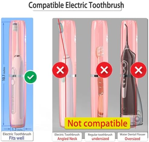 Long electric toothbrush travel case, Ventilated & Portable Travel Holder，Universal Fit for Most Electric Toothbrushes (Pink)