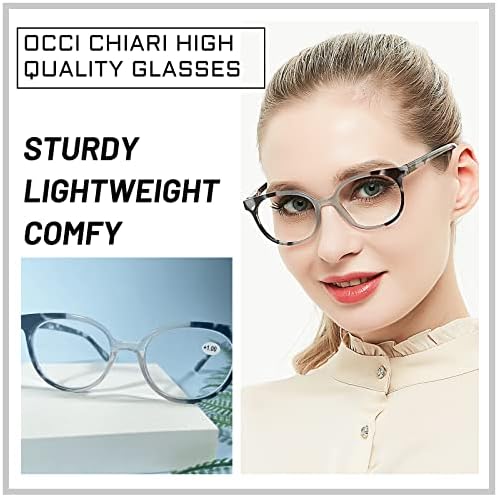 OCCI CHIARI Reading Glasses Women 1.0 Round Sturdy Reader(1.0 1.25 1.5 1.75 2.0 2.25 2.5 2.75 3.0 3.5 4.0 5.0 6.0) for Larger Lady