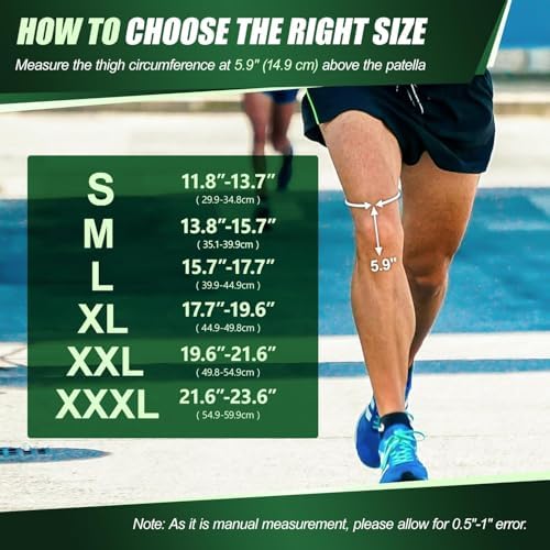 Knee Compression Sleeve with Strap, 1 Pack High Stretch Knee Sleeve Knee Support for Women Men, Knee Braces for Knee Pain Relief Arthritis Meniscus Tear Sports Workout Running(XXL Green)