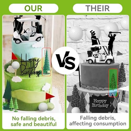 2026 New Golf Cake Decorations with Mini Cart, Clubs, Ball, Green Tree, Red Flag Cupcake Toppers, for Golf Theme Birthday Party Decoration Supplies