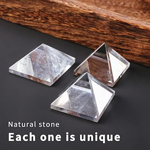 Runyangshi Natural Crystal Pyramid Energy Generator | 2.0x2.0in (5x5cm) Healing Crystal Pyramid for Protection & Positive Energy | Natural Quartz for Chakra Reiki Home Decor