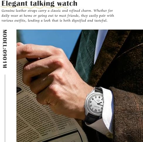 Hearkent Atomic American English Talking Watch Speaks Clear and Loud Time, Date and Alarm time Stretch Band is Best Gift for Senior,Visually impaired, or Blind People