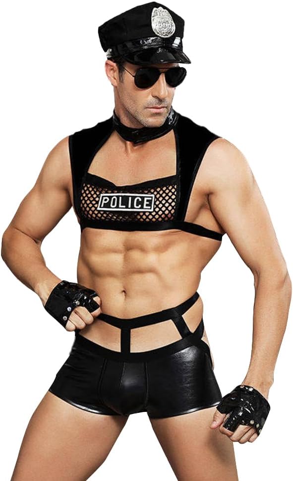 KAKU police Costume Men's cosplay Sexy Underwear Lingerie Pajamas Uniform bar Nightclub Stage Performance party Christmas