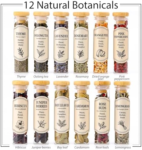 Gin Making Kit, DIY Gin Infusion Kit with 12 Botanicals and Recipe Guide, Make Your Own Flavored Gins, Gifts for Valentine's Day, Mother's & Father's day, Birthday Gifts for Women Men
