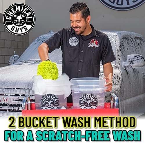 Chemical Guys Two Car Wash Bucket Kit with Dual Dirt Trap Filters, Chenille Wash Mitt, Mr. Pink, Citrus Wash, After Wash, and Drying Towel - 11 Items - Two Bucket Method Complete Setup