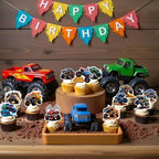 Monster Truck Birthday Decorations 48 Pcs Monster Truck Cupcake Toppers
