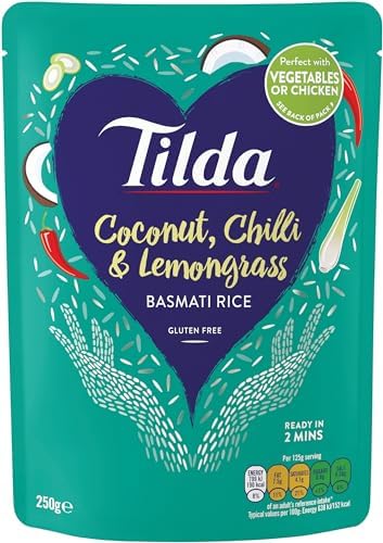 Tilda Steamed Basmati Coconut Chilli and Lemongrass Rice 250 g (Pack of 6)