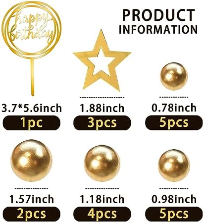 Ball Cake Toppers Simplicity Gold Ball Cake Toppers DIY Cake Insert Topper Foam Cake Balls Baking Decoration for Wedding Anniversary Birthday (Gold)